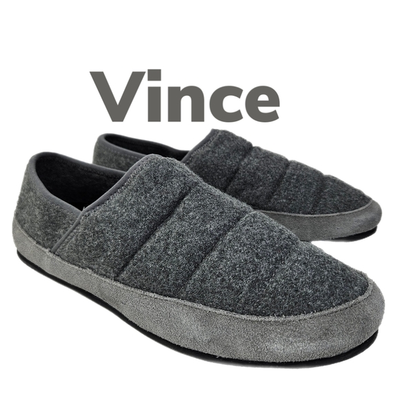 Vince Mens Harlow Heather Gray Fabric Suede Padded Loafer Slippers Sz 7.5 - Picture 1 of 11